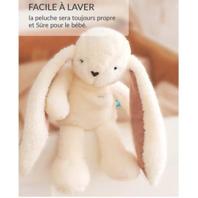 Peluche bouillotte lapin Blanc/Rose bruits blancs - veilleuse myHummy